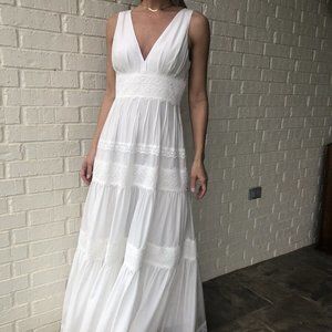 ONE OF A KIND WEDDING GOWN - SILK COTTON CUSTOM TRIM - SIZE 2/4 - SUMMER BRIDE!